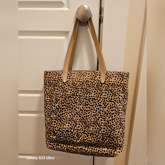 Madewell distressed Leppard print tote Pre-owned - Picture 1 of 14
